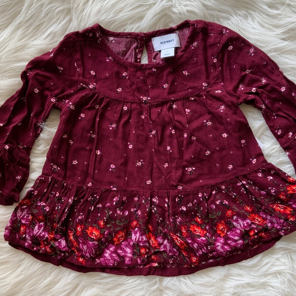 Girls Long Sleeve Floral Top